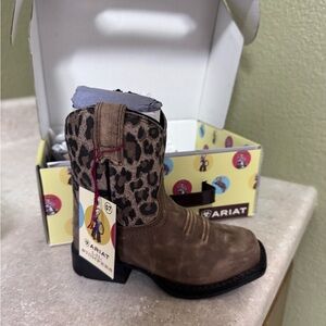 Ariat Tan and Leopard Accent Boots